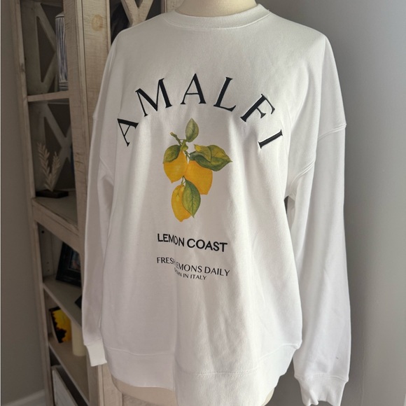NWT oversized white Amalfi lemon sweatshirt XS - Picture 3 of 5